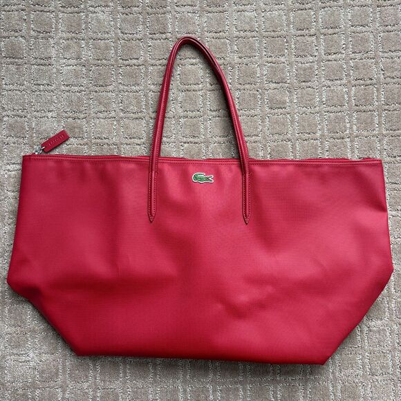 Lacoste Women's X-Large L.12.12 Concept Tote Travel Weekend Shopping Bag Red - Picture 1 of 11
